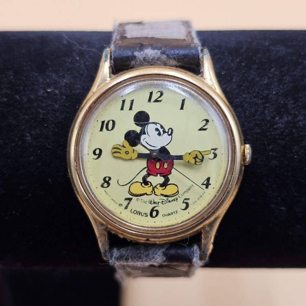 Vintage Lorus Womens Watch 30mm Mickey Mouse V515-6000 Cream Dial New Battery